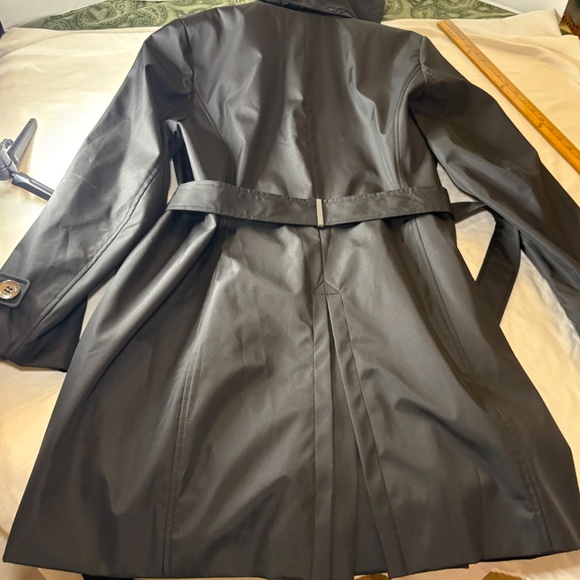 Calvin Klein Ladies'Trench Coat Pockets Removable Hood, Black PL, 4 Buttons, Tie - Picture 5 of 16
